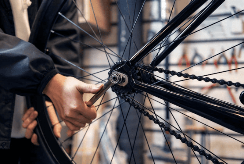 Installing the diy electric bike wheels 